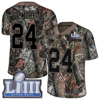 Nike Patriots #24 Stephon Gilmore Camo Super Bowl LIII Bound Youth Stitched NFL Limited Rush Realtree Jersey