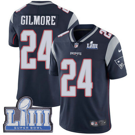 Nike Patriots #24 Stephon Gilmore Navy Blue Team Color Super Bowl LIII Bound Youth NFL Vapor Untouchable Limited Jersey