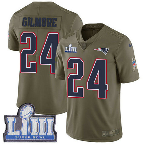 Nike Patriots #24 Stephon Gilmore Olive Super Bowl LIII Bound Youth Stitched NFL  Limited 2017 Salute To Service Jersey