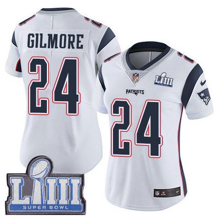Nike Patriots #24 Stephon Gilmore White Super Bowl LIII Bound Women's Stitched NFL Vapor Untouchable Limited Jersey