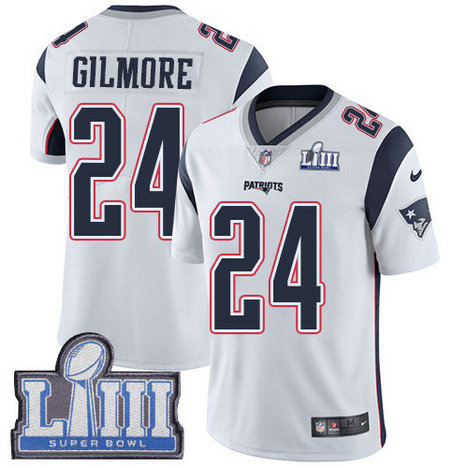 Nike Patriots #24 Stephon Gilmore White Super Bowl LIII Bound Youth Stitched NFL Vapor Untouchable Limited Jersey