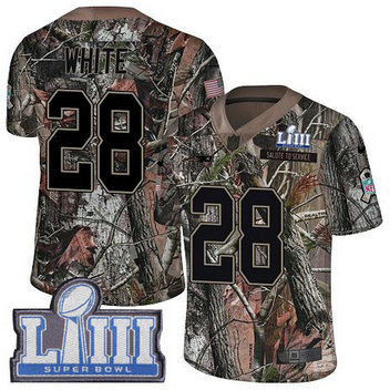 Nike Patriots #28 James White Camo Super Bowl LIII Bound Men's Stitched NFL Limited Rush Realtree Jersey