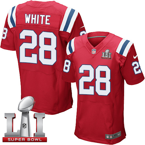 Nike Patriots #28 James White Red Alternate Super Bowl LI 51 Elite Jersey