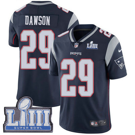Nike Patriots #29 Duke Dawson Navy Blue Team Color Super Bowl LIII Bound Youth Stitched NFL Vapor Untouchable Limited Jersey