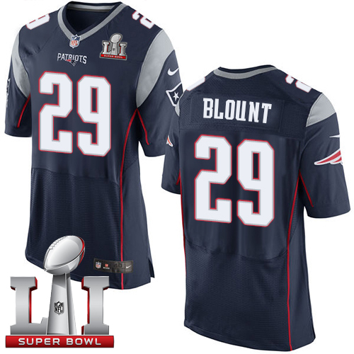 Nike Patriots #29 LeGarrette Blount Navy Blue Team Color Super Bowl LI 51 New Elite Jersey