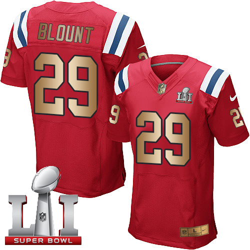 Nike Patriots #29 LeGarrette Blount Red Alternate Super Bowl LI 51 Elite Gold Jersey