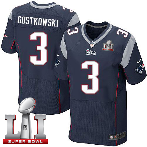 Nike Patriots #3 Stephen Gostkowski Navy Blue Team Color Super Bowl LI 51 Elite Jersey