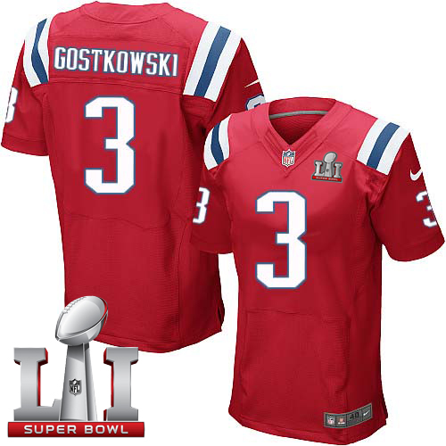 Nike Patriots #3 Stephen Gostkowski Red Alternate Super Bowl LI 51 Elite Jersey