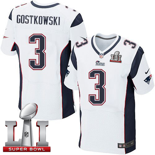 Nike Patriots #3 Stephen Gostkowski White Super Bowl LI 51 Elite Jersey