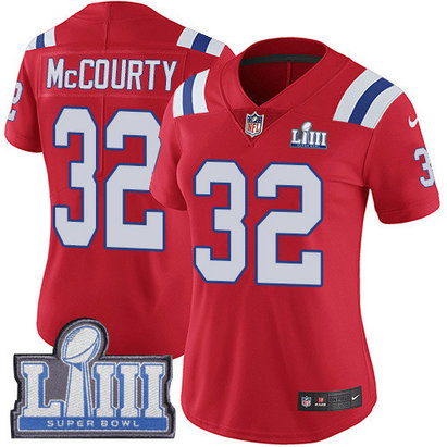 Nike Patriots #32 Devin McCourty Red Alternate Super Bowl LIII Bound Women's Stitched NFL Vapor Untouchable Limited Jersey