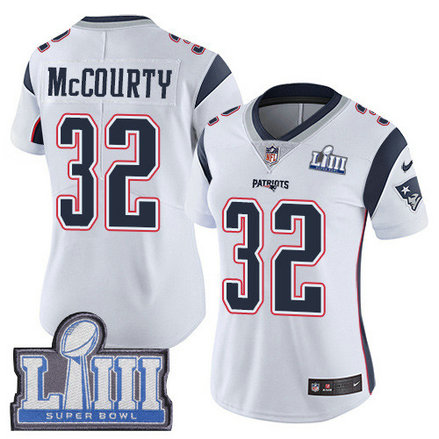 Nike Patriots #32 Devin McCourty White Super Bowl LIII Bound Women's Stitched NFL Vapor Untouchable Limited Jersey