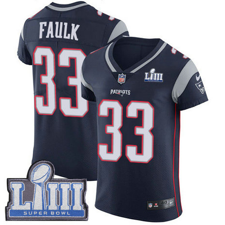 Nike Patriots #33 Kevin Faulk Navy Blue Team Color Super Bowl LIII Bound Men's Stitched NFL Vapor Untouchable Elite Jersey