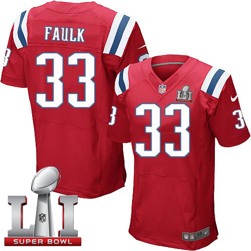 Nike Patriots #33 Kevin Faulk Red Alternate Super Bowl LI 51 elite jerseys