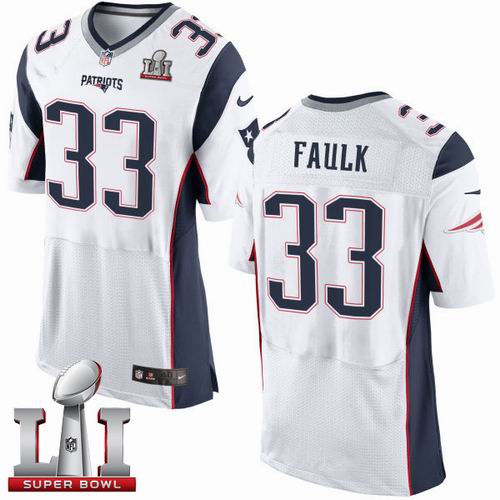 Nike Patriots #33 Kevin Faulk White Super Bowl LI 51 New Elite Jersey
