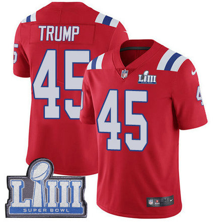 Nike Patriots #45 Donald Trump Red Alternate Super Bowl LIII Bound Youth Stitched NFL Vapor Untouchable Limited Jersey