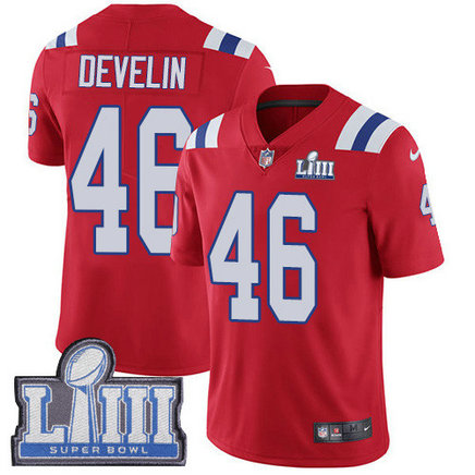 Nike Patriots #46 James Develin Red Alternate Super Bowl LIII Bound Youth Stitched NFL Vapor Untouchable Limited Jersey