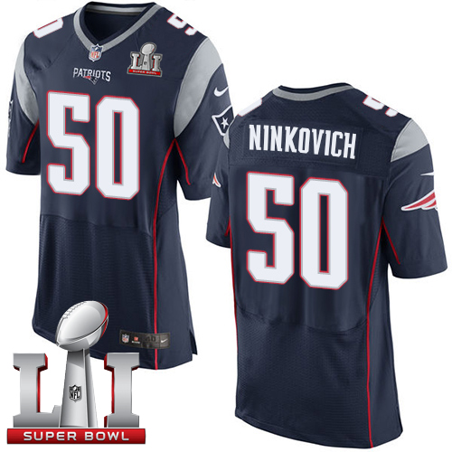 Nike Patriots #50 Rob Ninkovich Navy Blue Team Color Super Bowl LI 51 New Elite Jersey