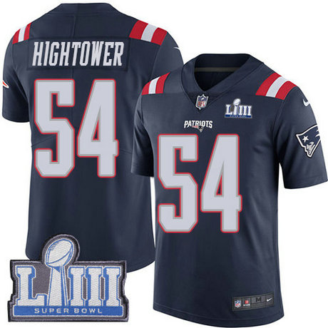 Nike Patriots #54 Dont'a Hightower Navy Blue Super Bowl LIII Bound Youth Stitched NFL Limited Rush Jersey