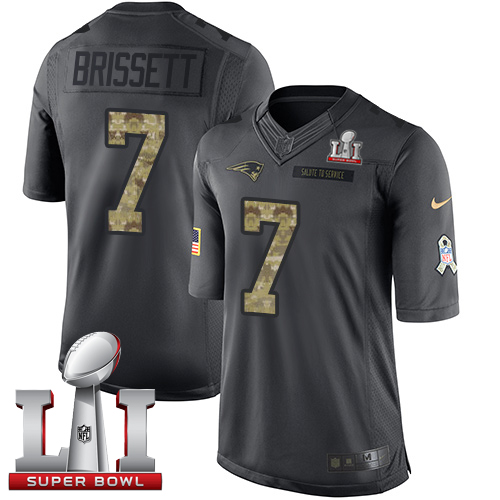 Nike Patriots #7 Jacoby Brissett Black Super Bowl LI 51 Limited 2016 Salute To Service Jersey