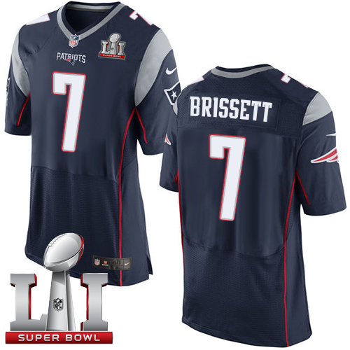 Nike Patriots #7 Jacoby Brissett Navy Blue Team Color Super Bowl LI 51Elite Jersey