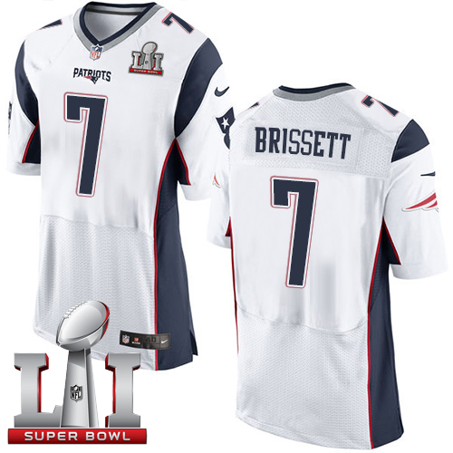 Nike Patriots #7 Jacoby Brissett White Super Bowl LI 51 Elite Jersey