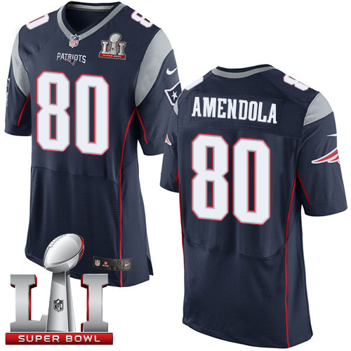 Nike Patriots #80 Danny Amendola Navy Blue Team Color Super Bowl LI 51 New Elite Jersey
