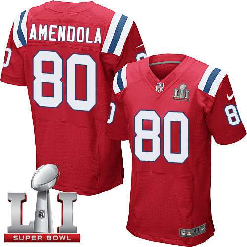 Nike Patriots #80 Danny Amendola Red Alternate Super Bowl LI 51 Elite Jersey