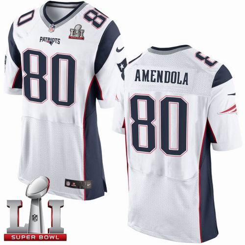 Nike Patriots #80 Danny Amendola White Super Bowl LI 51 New Elite Jersey