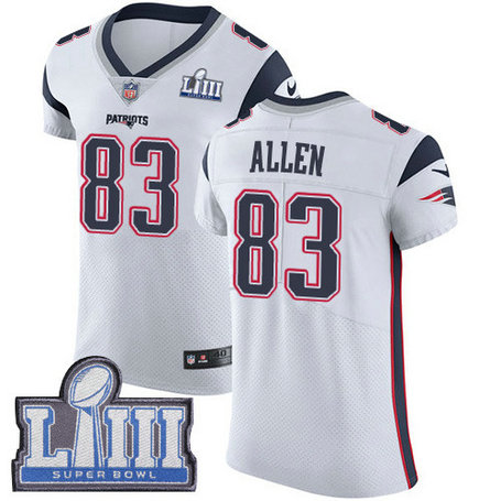 Nike Patriots #83 Dwayne Allen White Super Bowl LIII Bound Men's Stitched NFL Vapor Untouchable Elite Jersey
