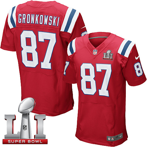 Nike Patriots #87 Rob Gronkowski Red Alternate Super Bowl LI 51 Elite Jersey