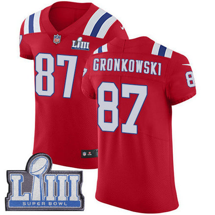 Nike Patriots #87 Rob Gronkowski Red Alternate Super Bowl LIII Bound Men's Stitched NFL Vapor Untouchable Elite Jersey