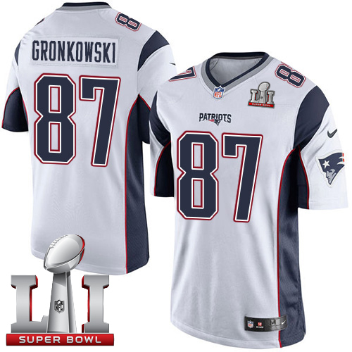 Nike Patriots #87 Rob Gronkowski White Super Bowl LI 51 Limited Jersey