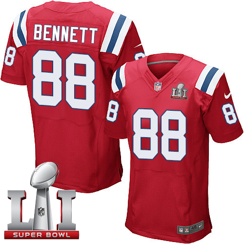 Nike Patriots #88 Martellus Bennett Red Alternate Super Bowl LI 51 elite jerseys