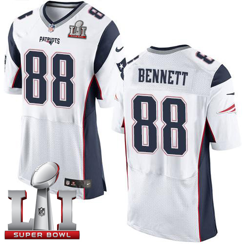 Nike Patriots #88 Martellus Bennett White Super Bowl LI 51 Elite Jersey