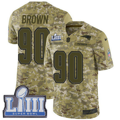 Nike Patriots #90 Malcom Brown Camo Super Bowl LIII Bound Men's Stitched NFL Limited 2018 Salute To Service Jersey