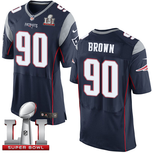 Nike Patriots #90 Malcom Brown Navy Blue Team Color Super Bowl LI 51 New Elite Jersey