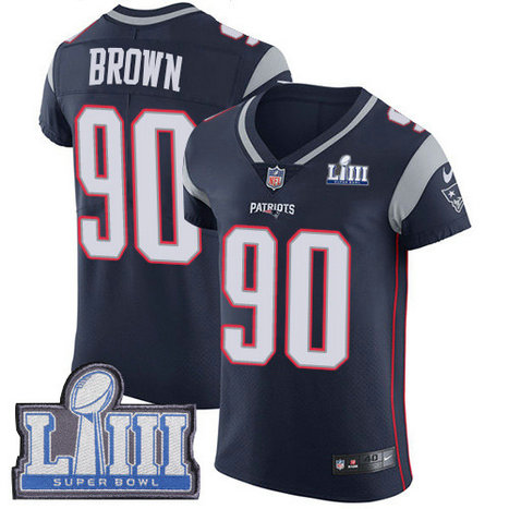 Nike Patriots #90 Malcom Brown Navy Blue Team Color Super Bowl LIII Bound Men's Stitched NFL Vapor Untouchable Elite Jersey