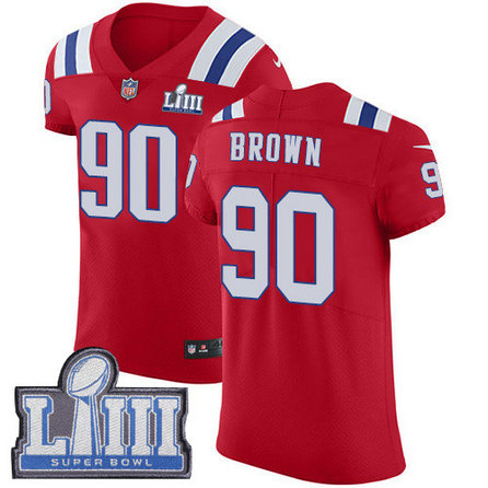 Nike Patriots #90 Malcom Brown Red Alternate Super Bowl LIII Bound Men's Stitched NFL Vapor Untouchable Elite Jersey
