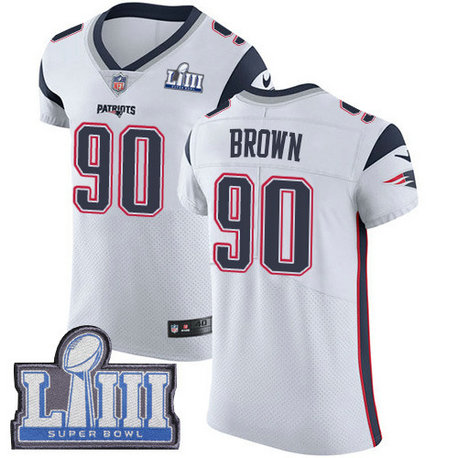 Nike Patriots #90 Malcom Brown White Super Bowl LIII Bound Men's Stitched NFL Vapor Untouchable Elite Jersey