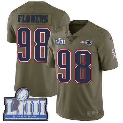 Nike Patriots #98 Trey Flowers Olive Super Bowl LIII Bound Men's Stitched NFL Limited 2017 Salute To Service Jersey