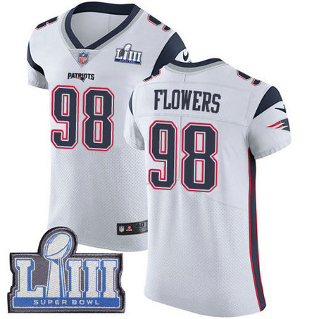 Nike Patriots #98 Trey Flowers White Super Bowl LIII Bound Men's Stitched NFL Vapor Untouchable Elite Jersey