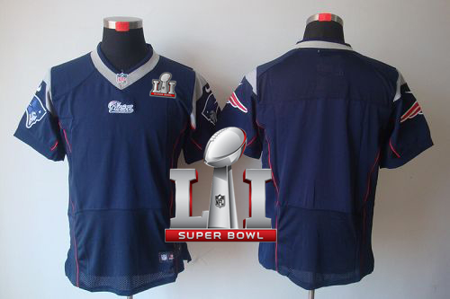 Nike Patriots Blank Navy Blue Team Color Super Bowl LI 51 Elite Jersey