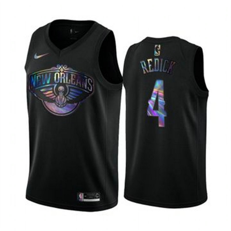 Nike Pelicans #4 J.J. Redick Men's Iridescent Holographic Collection NBA Jersey - Black
