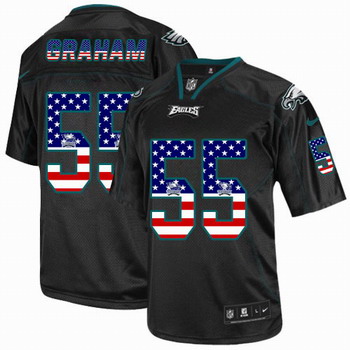 Nike Philadelphia Eagles #55 Brandon Graham Black Men's Stitched NFL Elite USA Flag Fashion Jersey
