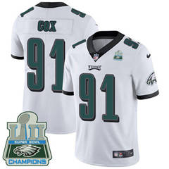 Nike Philadelphia Eagles #91 Fletcher Cox White Super Bowl LII Champions Men's Stitched NFL Vapor Untouchable Limited Jersey