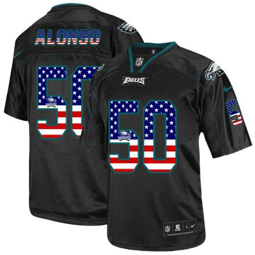 Nike Philadelphia Eagles 50 Kiko Alonso Black NFL Elite USA Flag Fashion Jersey