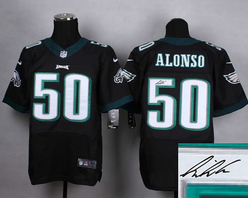 Nike Philadelphia Eagles 50 Kiko Alonso Black Signed NFL Elite Jersey