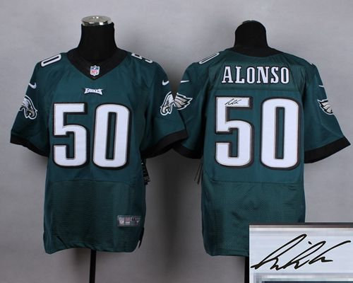 Nike Philadelphia Eagles 50 Kiko Alonso Midnight Green Team Color Signed NFL Elite