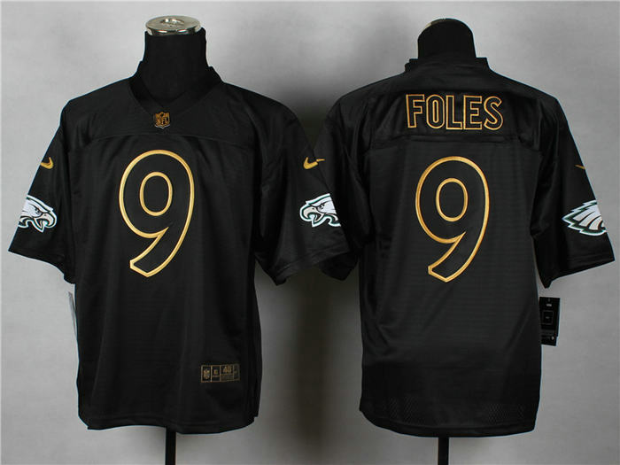 Nike Philadelphia Eagles 9 Nick Foles2014 PRO Gold lettering fashion jerseys
