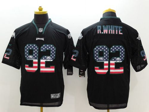 Nike Philadelphia Eagles 92 Reggie White Black NFL Elite USA Flag Fashion Jersey
